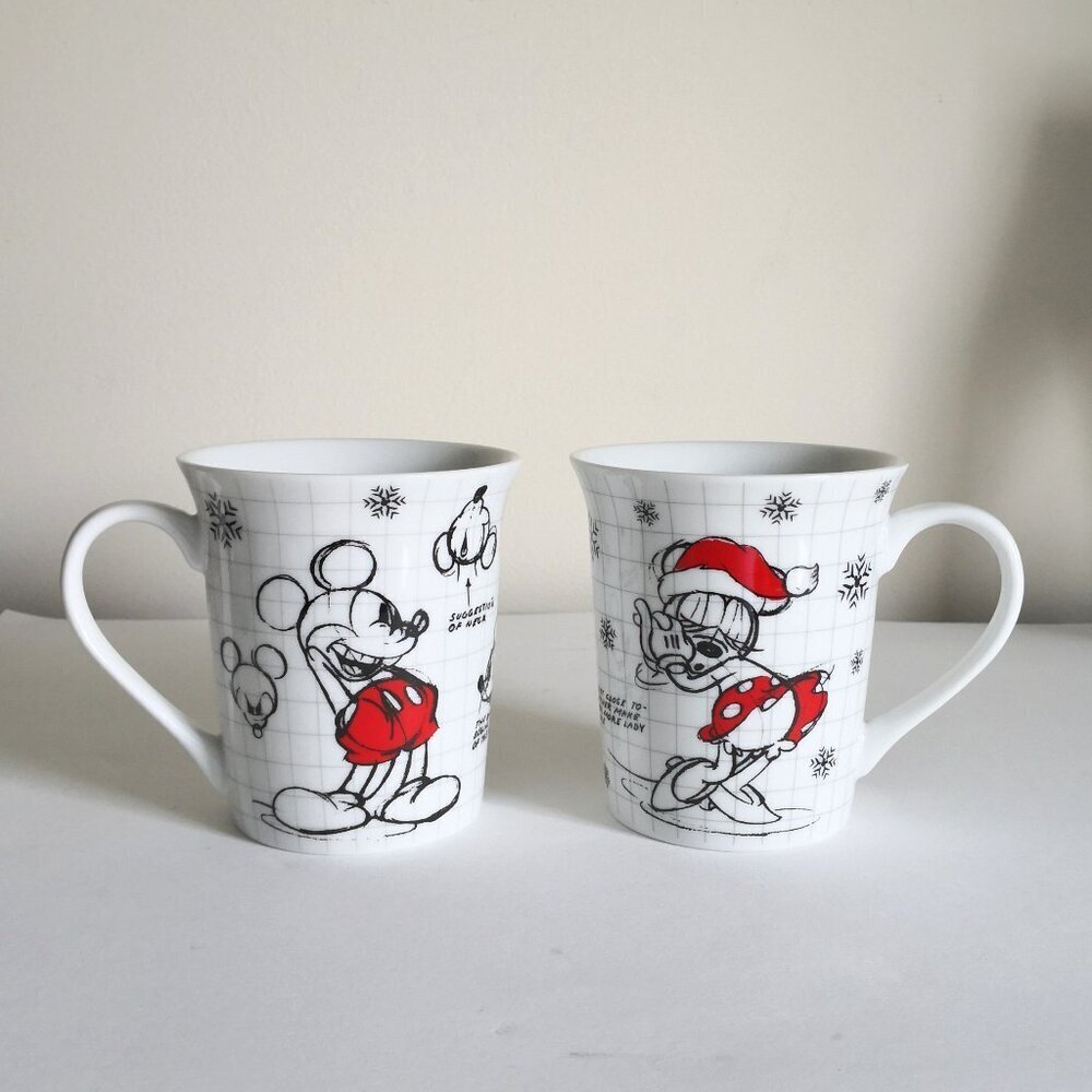 Disney Mickey Mouse Sketch Book Ceramic Mug 11oz. Set‎ of 2
